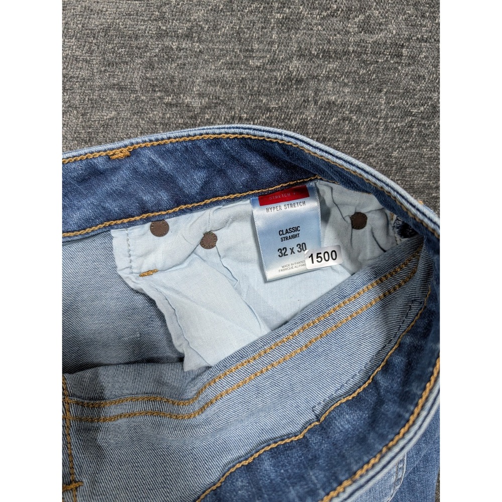 Express Mens Hyper Stretch Classic Straight Leg Jeans Blue Medium Wash 32x30 - Picture 7 of 7